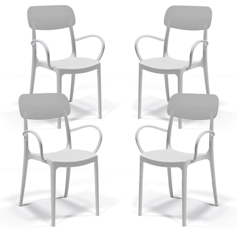 Set di sedie con braccioli in polipropilene impilabili