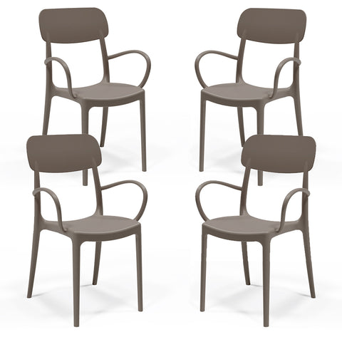 Set 4 sedie in polipropilene CALIPSO con braccioli MADE IN ITALY