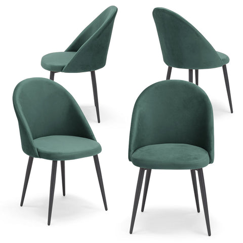 Set di sedie imbottite in tessuto effetto velluto con gambe in metallo