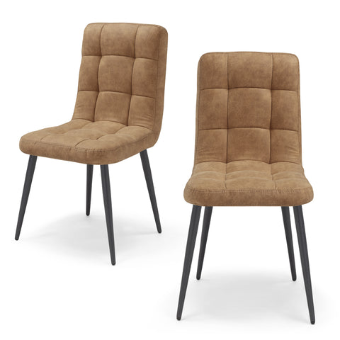 Sedia Imbottita LORY Base Conica per sala da pranzo in tessuto trapuntato a quadri Design moderno