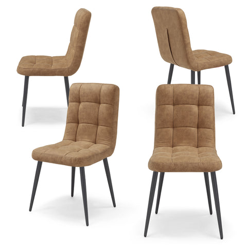 Sedia Imbottita LORY Base Conica per sala da pranzo in tessuto trapuntato a quadri Design moderno