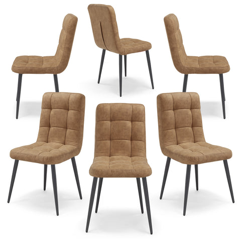 Sedia Imbottita LORY Base Conica per sala da pranzo in tessuto trapuntato a quadri Design moderno