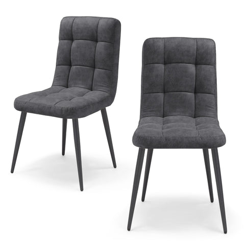 Sedia Imbottita LORY Base Conica per sala da pranzo in tessuto trapuntato a quadri Design moderno