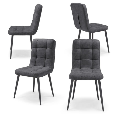 Sedia Imbottita LORY Base Conica per sala da pranzo in tessuto trapuntato a quadri Design moderno