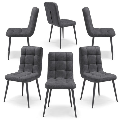 Sedia Imbottita LORY Base Conica per sala da pranzo in tessuto trapuntato a quadri Design moderno