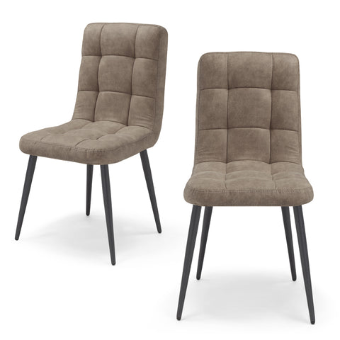 Sedia Imbottita LORY Base Conica per sala da pranzo in tessuto trapuntato a quadri Design moderno