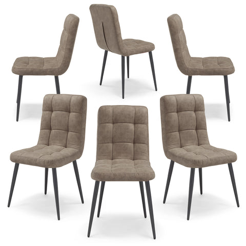 Sedia Imbottita LORY Base Conica per sala da pranzo in tessuto trapuntato a quadri Design moderno