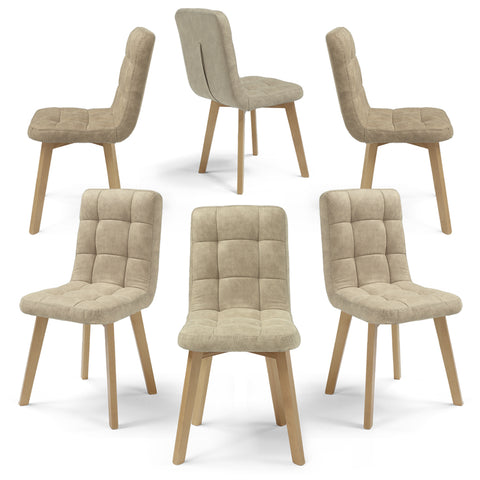 Sedia Imbottita LORY Base Legno per sala da pranzo in tessuto trapuntato a quadri Design moderno