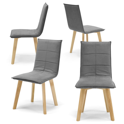 Sedia imbottita MARILU' Base Legno per sala da pranzo in tessuto trapuntato a rettangoli Design moderno