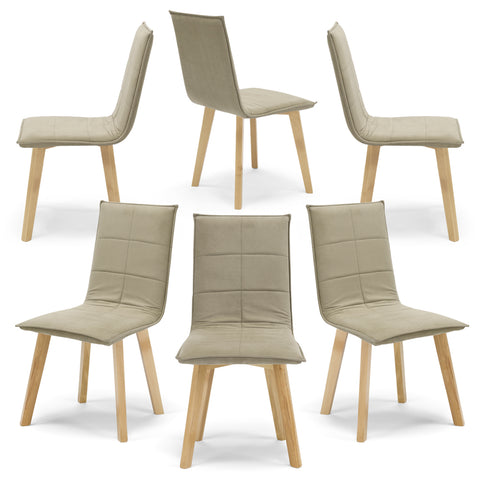 Sedia imbottita MARILU' Base Legno per sala da pranzo in tessuto trapuntato a rettangoli Design moderno