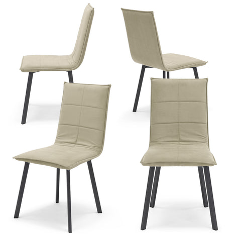 Sedia imbottita MARILU' Base Quadra per sala da pranzo in tessuto trapuntato a rettangoli Design moderno