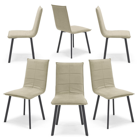 Sedia imbottita MARILU' Base Quadra per sala da pranzo in tessuto trapuntato a rettangoli Design moderno