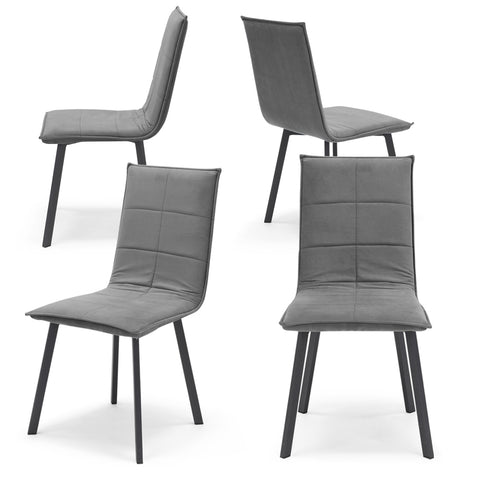 Sedia imbottita MARILU' Base Quadra per sala da pranzo in tessuto trapuntato a rettangoli Design moderno