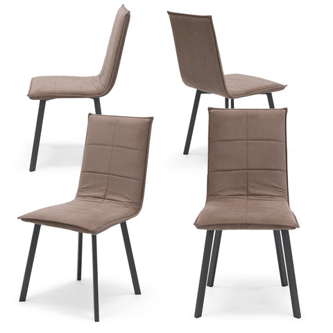 Sedia imbottita MARILU' Base Quadra per sala da pranzo in tessuto trapuntato a rettangoli Design moderno