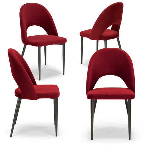 Sedia imbottita SOLE MADE IN ITALY per sala da pranzo in tessuto effetto velluto Design moderno
