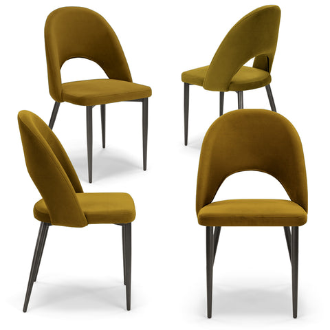 Sedia imbottita SOLE MADE IN ITALY per sala da pranzo in tessuto effetto velluto Design moderno