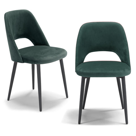 Set di sedie imbottite in tessuto effetto velluto con gambe in metallo
