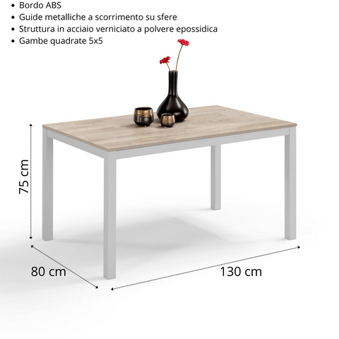 Tavolo da pranzo allungabile 130x80 GIOTTO MADE IN ITALY