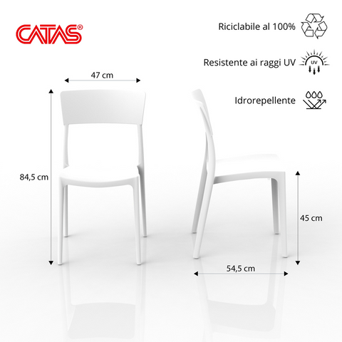 Sedia in polipropilene Zen impilabile Design moderno da Interno/Esterno