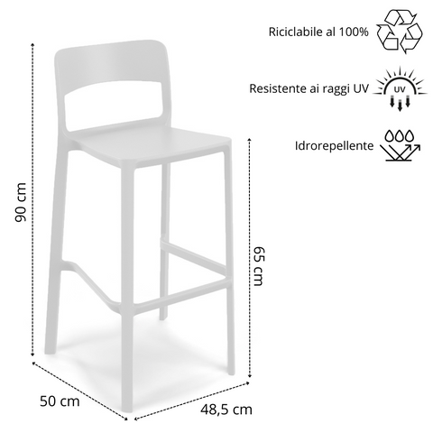 Sgabello in polipropilene Stil 100% Made in Italy sg. seduta da 65