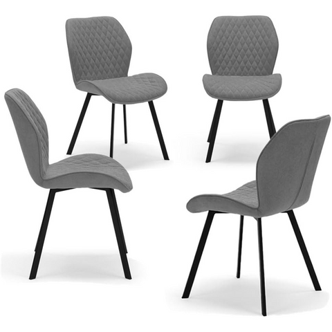 Set di sedie imbottite in tessuto grigio con gambe in metallo