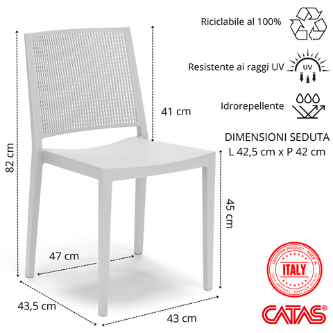 Sedia in polipropilene Porto impilabile Design moderno traforato da Interno/Esterno