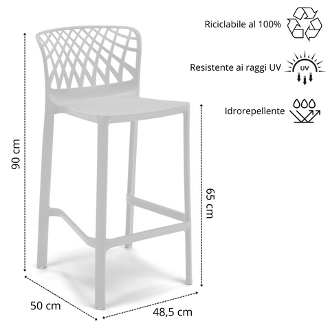 Sgabello in polipropilene Arko 100% Made in Italy sg. seduta da 65