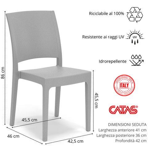 Sedia in polipropilene Flora impilabile Design moderno da Interno/Esterno