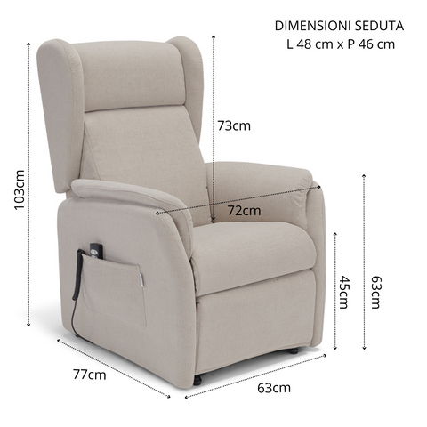 Poltrona elettrica relax 2 motori Firenze Design Bergere con Kit Optional Batteria