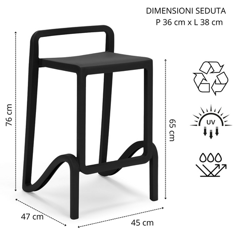 Sgabello in polipropilene Eolo sg. seduta da 65