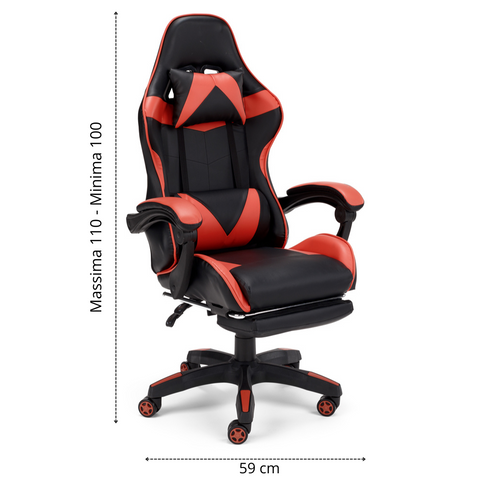 Sedia Girevole da Gaming Ergonomica con schienale regolabile e Base con rotelle piroettanti modello Lagos