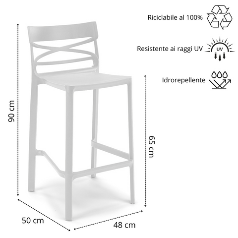Sgabello in polipropilene Flow 100% Made in Italy sg. seduta da 65