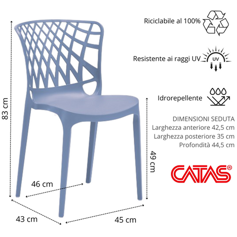 Sedia in polipropilene Arko impilabile Design moderno da Interno/Esterno