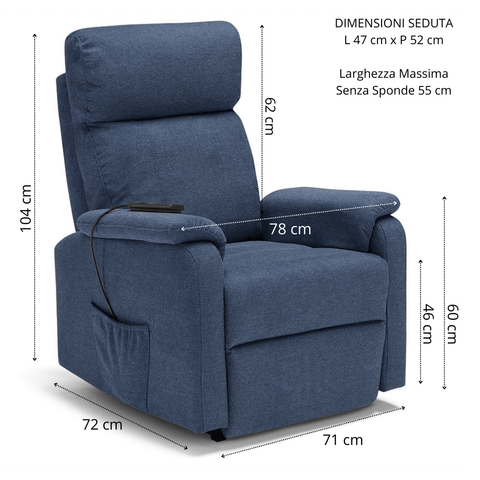 Poltrona elettrica relax 2 motori Denver  con Kit Optional Roller System e Batteria