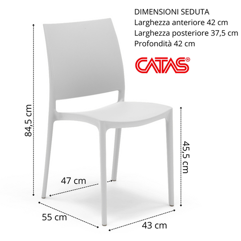 Sedia in polipropilene Moon impilabile Design moderno da Interno/Esterno