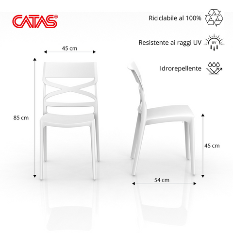Sedia in polipropilene Flow impilabile Design moderno da Interno/Esterno