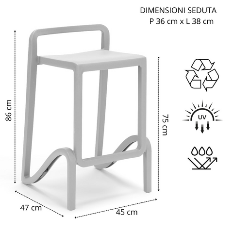 Sgabello in polipropilene Eolo sg. seduta da 75