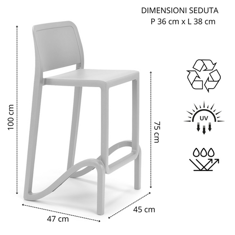 Sgabello in polipropilene Giano sg. seduta da 75