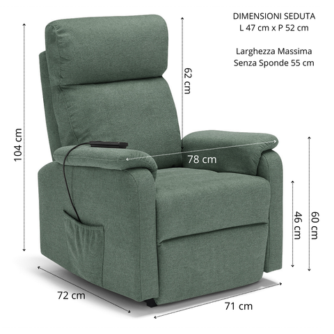 Poltrona elettrica relax 2 motori Denver  con Kit Optional Roller System e Batteria