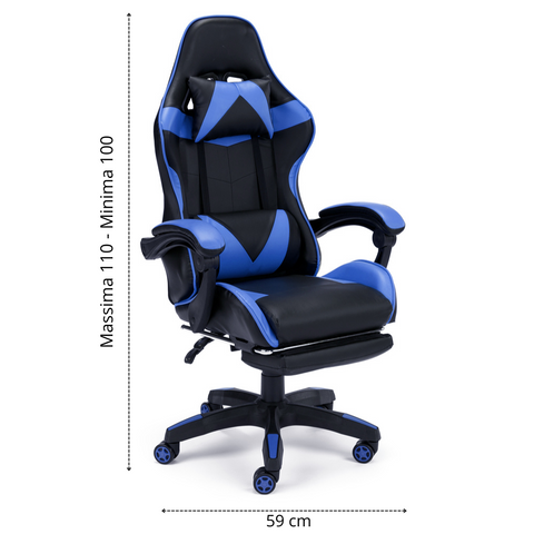 Sedia Girevole da Gaming Ergonomica con schienale regolabile e Base con rotelle piroettanti modello Lagos