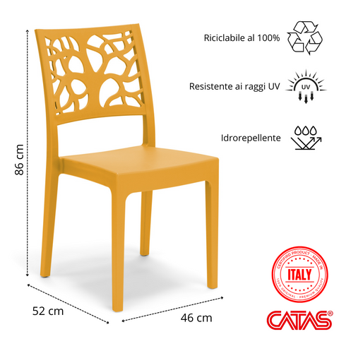 Sedia in polipropilene Teti impilabile Design moderno da Interno/Esterno