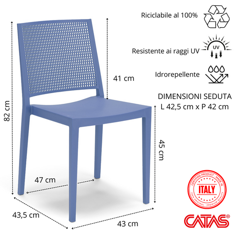 Sedia in polipropilene Porto impilabile Design moderno traforato da Interno/Esterno