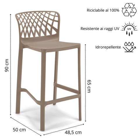 Sgabello in polipropilene Arko 100% Made in Italy sg. seduta da 65