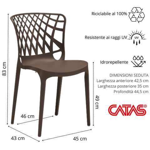 Sedia in polipropilene Arko impilabile Design moderno da Interno/Esterno