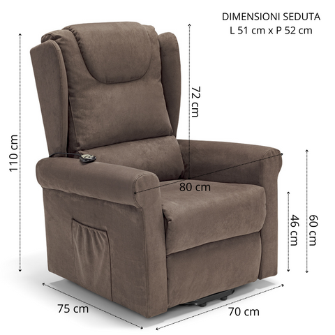 Poltrona elettrica relax 2 motori Detroit con cuscinetto lombare e Kit Optional Roller System e Kit Optional Batteria