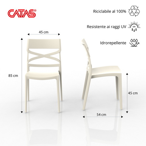 Sedia in polipropilene Flow impilabile Design moderno da Interno/Esterno