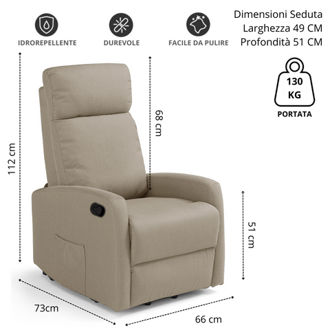 Poltrona relax Seattle manuale Reclinabile Design Moderno