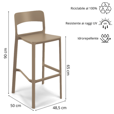 Sgabello in polipropilene Stil 100% Made in Italy sg. seduta da 65