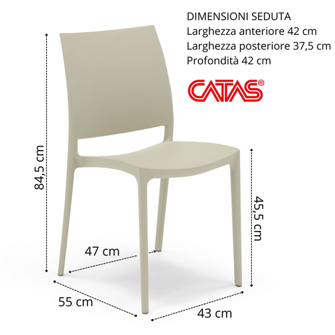 Sedia in polipropilene Moon impilabile Design moderno da Interno/Esterno