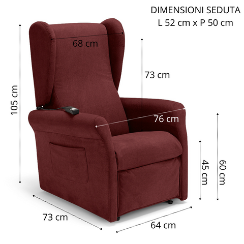 Poltrona elettrica relax 2 motori Pisa Design Bergere con Kit Optional Batteria